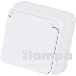 Розетка 1 - на  з з/к  накладна  кришкою  біла  IP20  "Misya" (05 11 117)