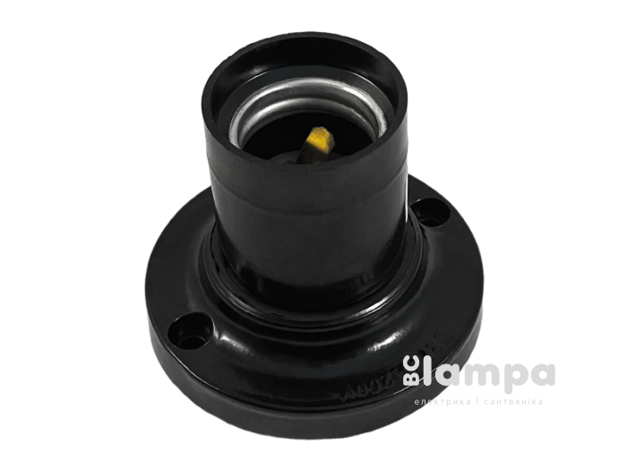 Патрон чорний, бакеліт настінний прямий Е27 Lemanso (LM2521/LM129)