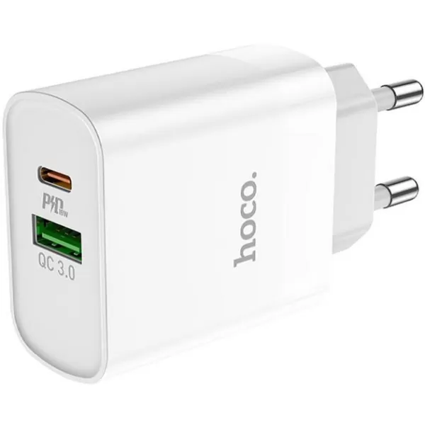 Зарядний пристрій HOCO C80A, PD20W+QC3.0 Plus Rapido charger  white