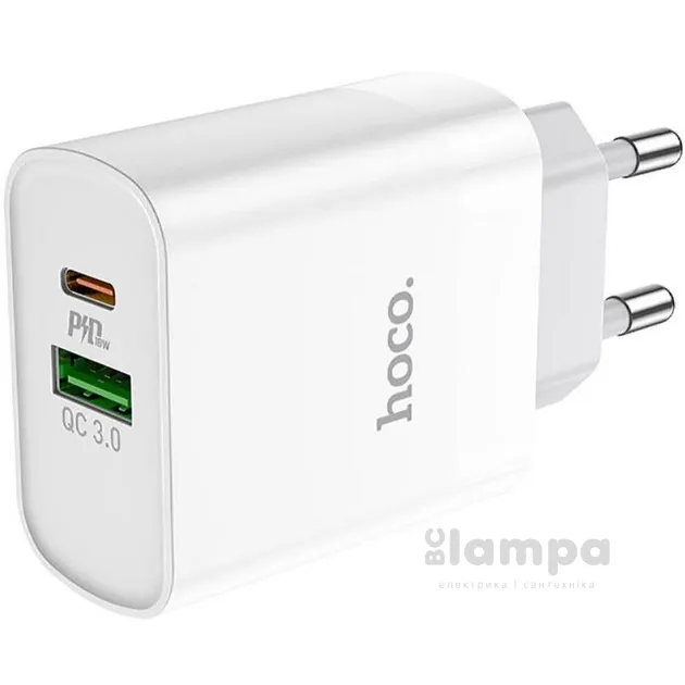 Зарядний пристрій HOCO C80A, PD20W+QC3.0 Plus Rapido charger  white