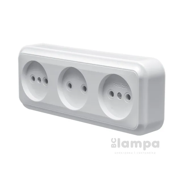 Розетка 3- на без з/к MARSHEL біла RO16-250