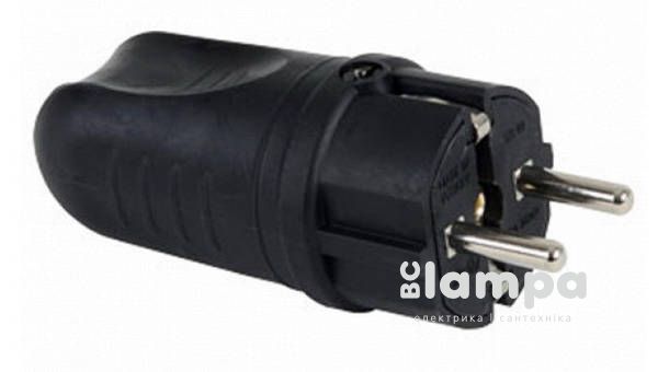 Вилка пряма DEPA с з/к 16А каучук (338001)