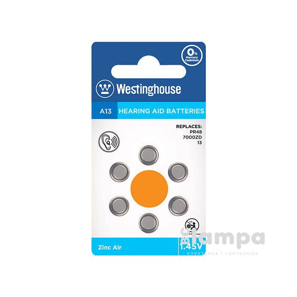 Батарейка для слуховых аппаратов WESTINGHOUSE A13  (блистер 6 шт.)