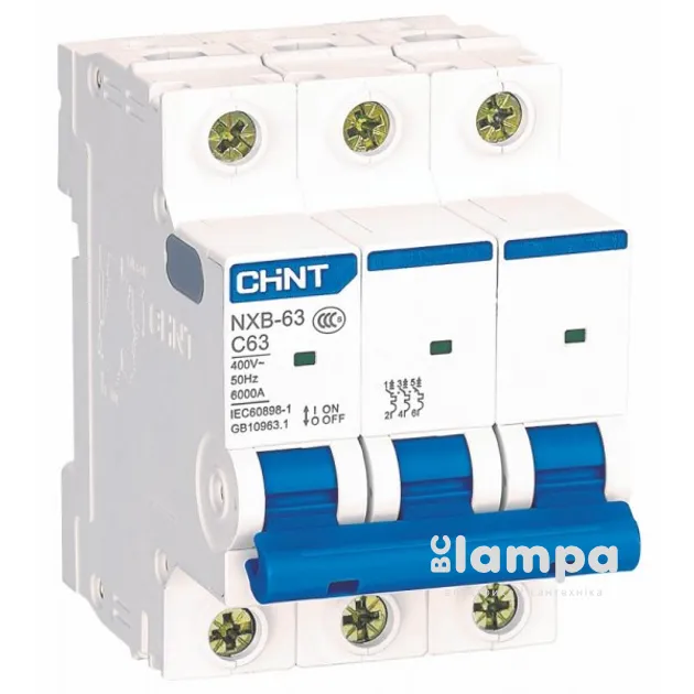 Автоматичний вимикач CHINT NXB-63 3P, С63 (814176)