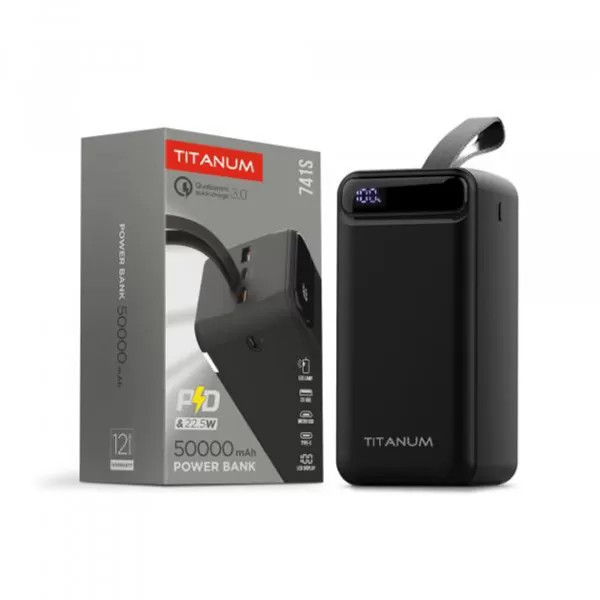 Power Bank TITANUM TPB-741S 50000 mAh  22.5w QC+PD Black (27531)