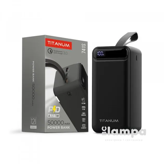 Power Bank TITANUM TPB-741S 50000 mAh  22.5w QC+PD Black (27531)