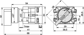 Кнопка АСКО XB2-BJ33 поворотная 3-х поз. удлиненная ручка "NO/NO Start-Stop-Start" Ø22 (0140010007)