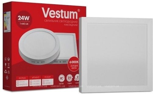 Світильник накладний VESTUM LED 24W 6000K с блоком питания квадрат (1-VS-5404)