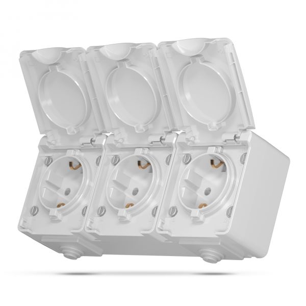 IP65 Розетка 3- на з кришками З/К зовнішня сіра Videx Binera VF-BNW23G-G (27577)