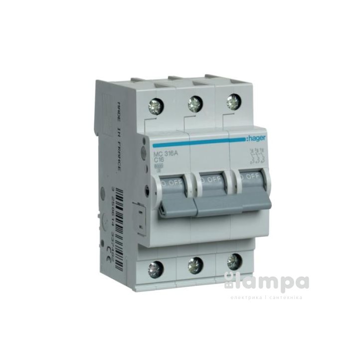 Автоматичний вимикач Hager MC316A 3p 16A C