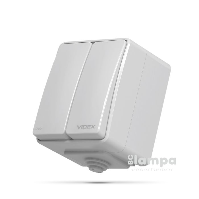 IP65 Вимимкач 2кл зовнішній сірий Videx Binera VF-BNW12G (25184)