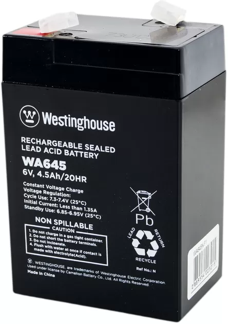 Акумулятор terminal WESTINGHOUSE  6V  4.5Ah T1 (WA645N-T1)