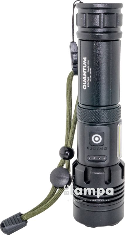 Ліхтар QUANTUM ручний Perfect  5W LED zoom+3WCOB PowerBank (QM-FL1035)