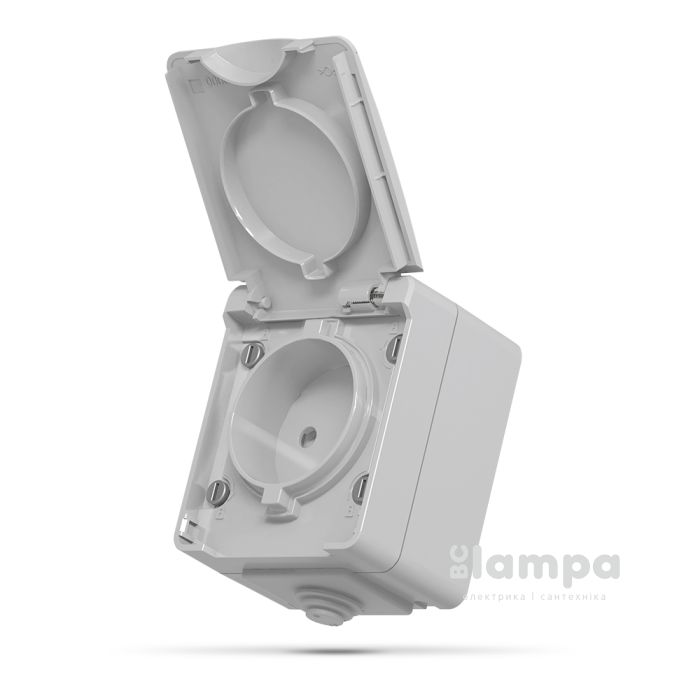 IP65 Розетка 1- на з кришкою без З/К зовнішня сіра Videx Binera VF-BNW21G (25727)