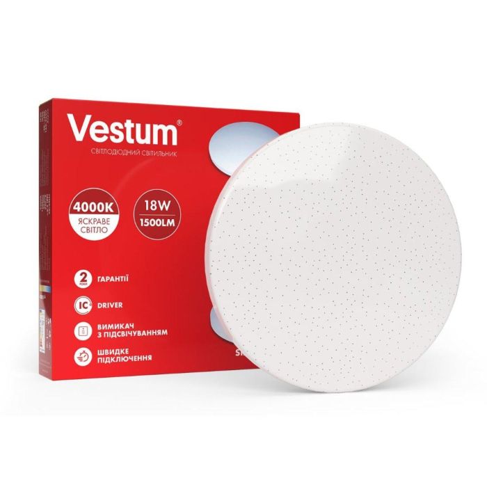 Світильник стельовий VESTUM LED 18W STARLIGHT 256*55мм 4000K 1500Lm без д/у (1-VS-8001)