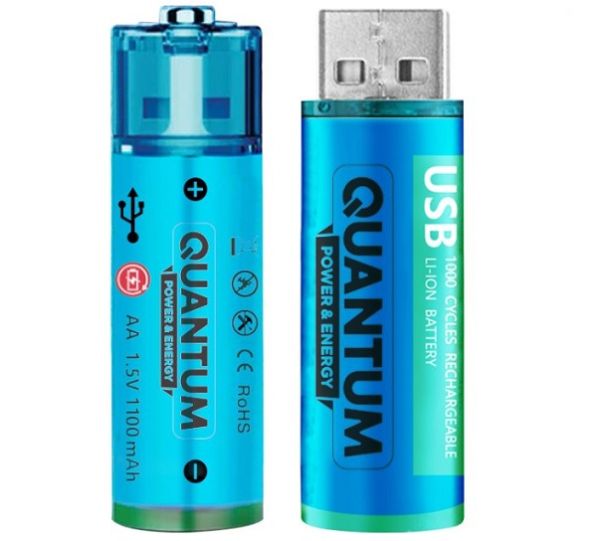 Акумулятор AA QWANTUM USB Li-Ion 1100mAh 1.5V (USB/Li-ionAA1100-PB2)