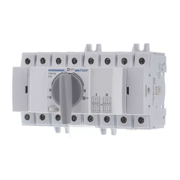 РПМ (перекидний рубильник модульний Din) 4Р 63А "1-0-2" до 35мм²  HAGER (HIM406)