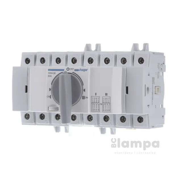 РПМ (перекидний рубильник модульний Din) 4Р 63А "1-0-2" до 35мм²  HAGER (HIM406)(141713)