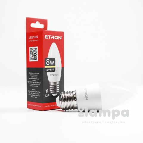 Лампа ETRON LED C37  8W 3000K E27 Light Power (1-ELP-021)