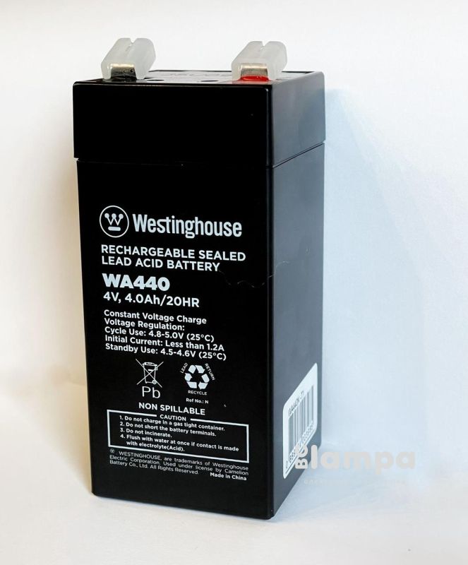 Акумулятор terminal WESTINGHOUSE  4V  4Ah T1 (WA440N-T1)