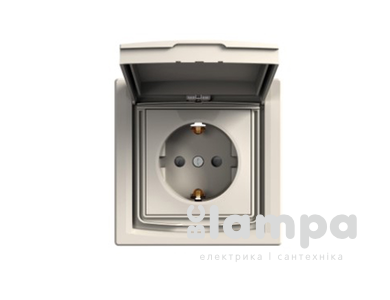 Schneider Electric Asfora крем розетка 1- на з/к + кришка IP44 (ЕРН3100323)