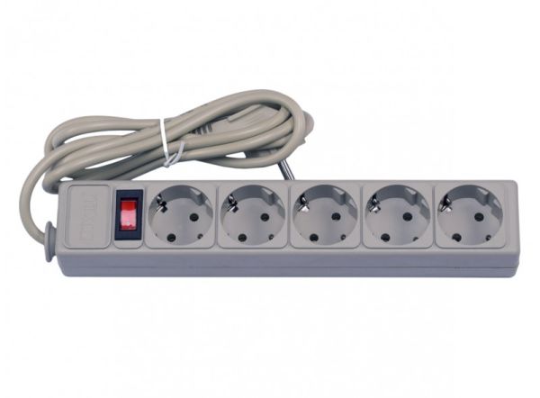Мережний фiльтр живлення LUXEL 3,0m, 5 розеток, сірий (4403)