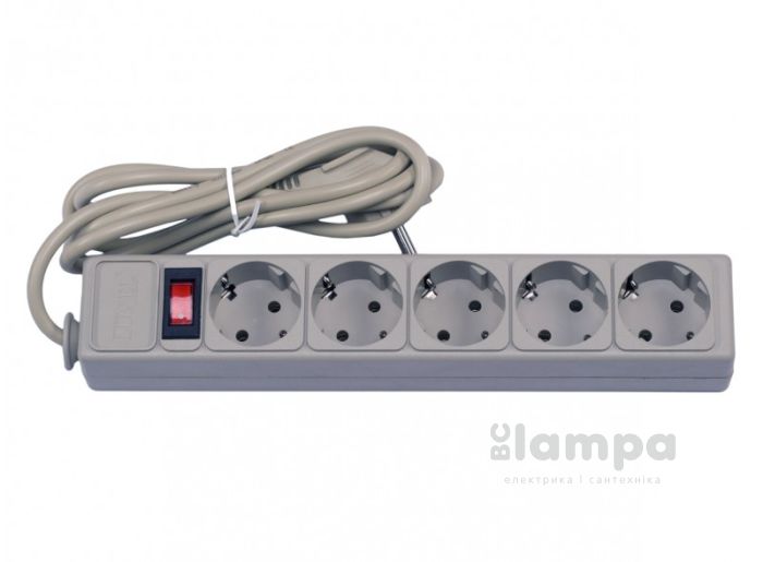 Мережний фiльтр живлення LUXEL 1.8m, 5 розеток, сірий (4401)