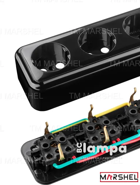 Розетка 4- на з з/к MARSHEL чорна RO16-253