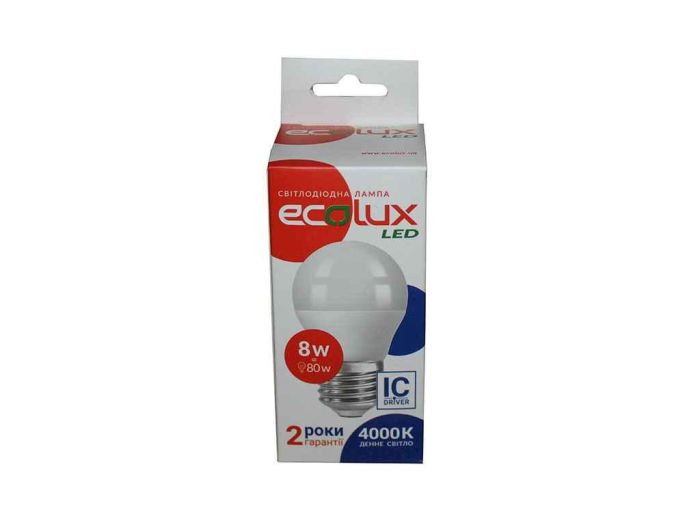 Лампа ECOLUX LED G45  8W 4000K 220V E14 (EX8B-N14)