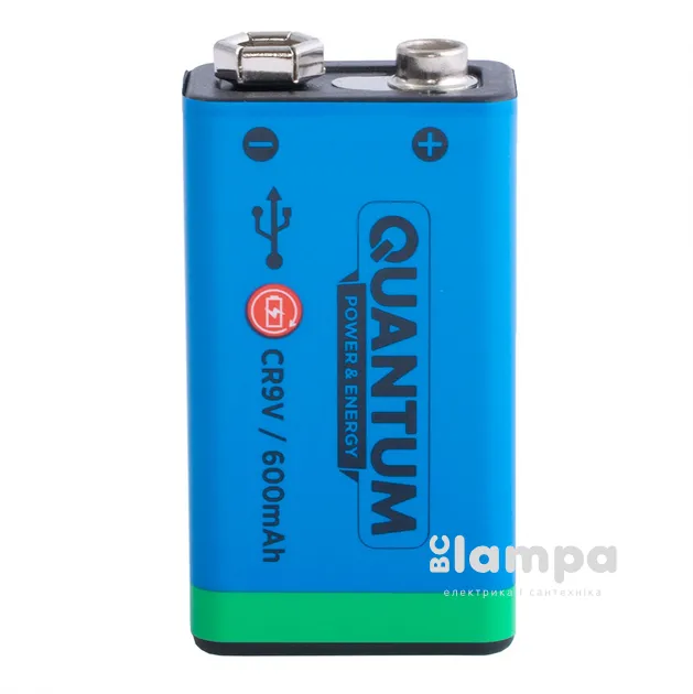Акумулятор крона QWANTUM USB Li-ion CR9V, 600mAh  (USB/Li-ionCR9V-600-PB2)