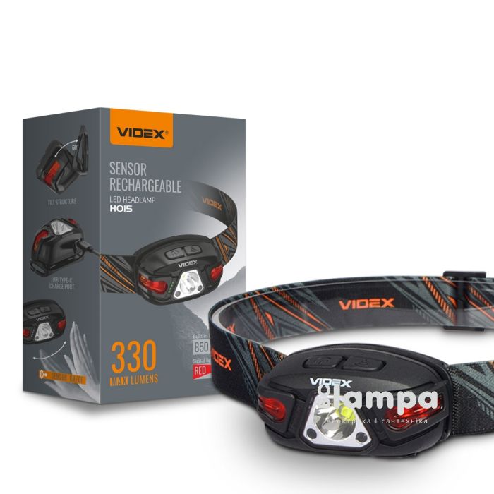 Фонарик налобний VIDEX  330Lm 5000K (VLF-H015/26563)