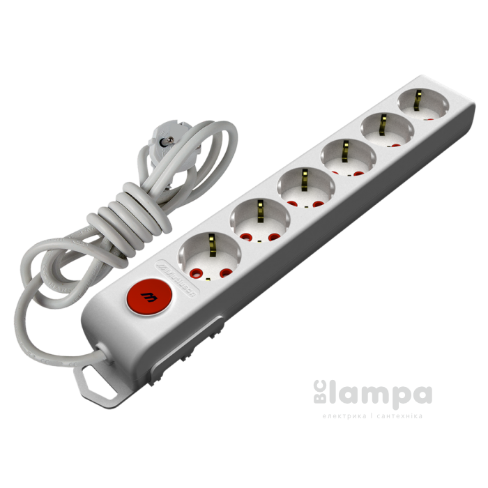 Подовжувач 6гн.  3м c з/к+ шторки+вимикач  Mutlusan (49-45-94)