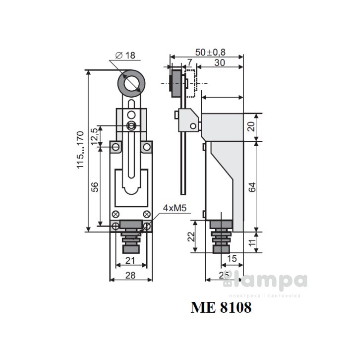 Кінцевий перемикач МЕ 8108