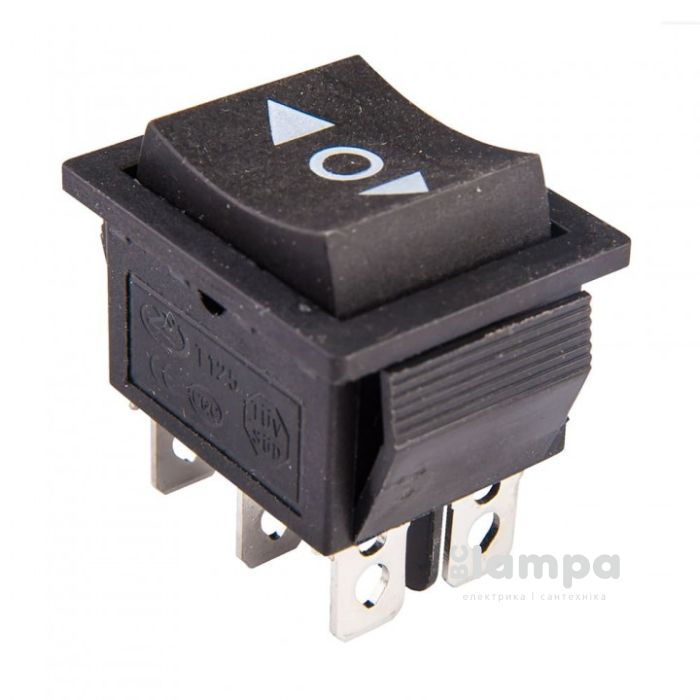 Перемикач клавішний КП - 51/и 16A/220W черный 1-0-2 самовозврат (505488)