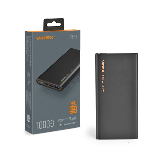 Power Bank VIDEX VPB-310 10000 mAh  22.5w QC+PD Black (28292)