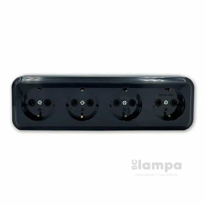 Розетка 4- на з з/к MARSHEL чорна RO16-253