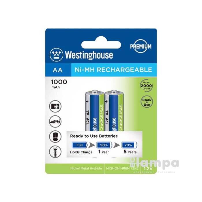 Акумулятор AA WESTINGHOUSE Ni-Mh 1000mAh 2шт. - ціна за1шт.