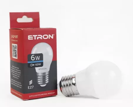 Лампа ETRON LED G45  6W 6500K E27 Light Power (1-ELP-097)