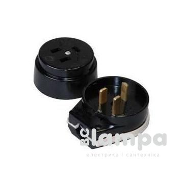 Силова вилка і гніздо 1Ф LEMANSO для електроплити чорне бакеліт (LMA316/55019)