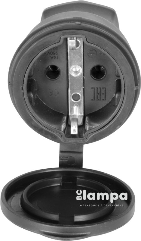 Гніздо E.NEXT с з/к 16А с крышкой каучук (s9100024)