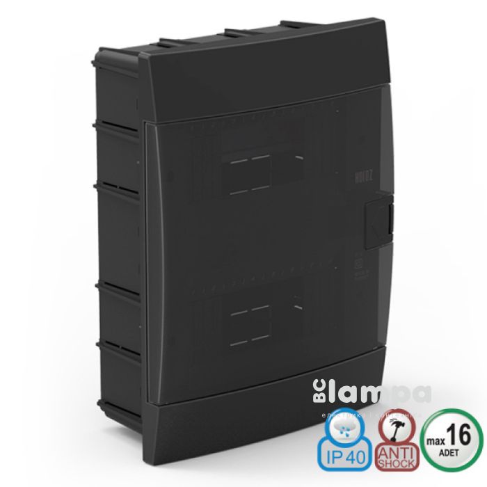 Щиток розполільчий Horoz Elektrik 16 автоматів внутрішній ЧОРНИЙ 600-001-161