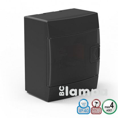 Щиток розполільчий Horoz Elektrik  4 автоматІв накладний ЧОРНИЙ 600-001-400