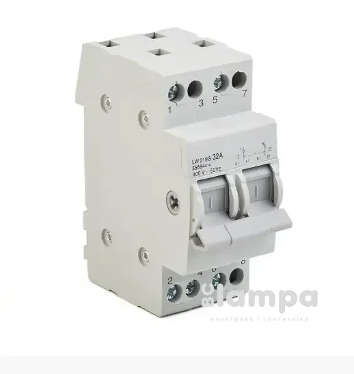 РПМ (перекидний рубильник модульний Din) 2Р 63А 1-0-2 LW219G Lemanso (522003)