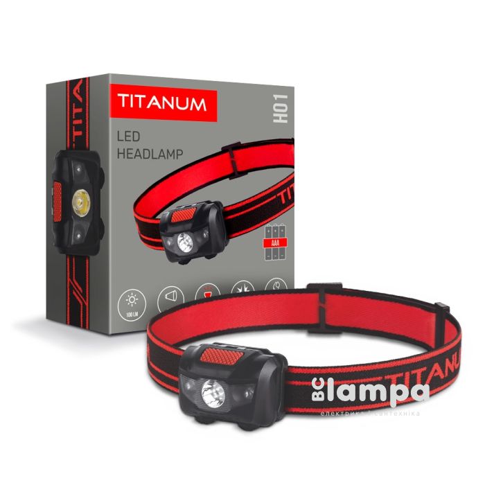 Фонарик налобний TITANUM TLF-H01 100Lm 6500K (27324) 3хААА в комплекте