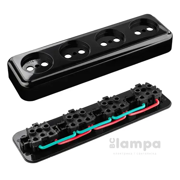 Розетка 4- на без з/к MARSHEL чорна RO16-252