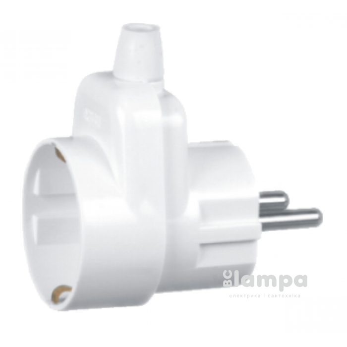 Вилка/розетка  з з/к 16А TIMEX біла (62-14-25)