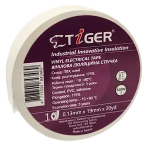 Ізострічка ПВХ  TIGER 0,13мм*19мм біла 20м.