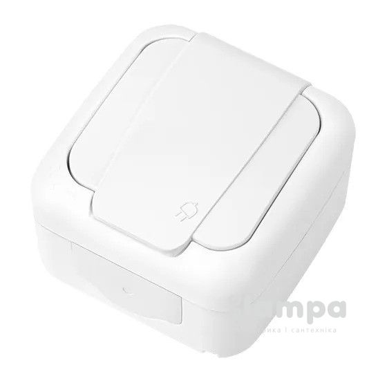 VIKO Розетка 1-а + кришка PALMIYE біла накладна вологозахищена (90555408)