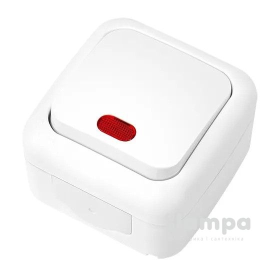 VIKO вимикач 1 кл PALMIYE білий накладний вологозахищений з підсвіткою (90555419)