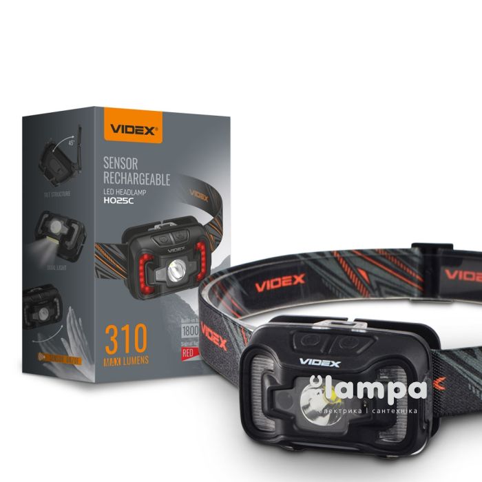 Фонарик налобний VIDEX  310Lm 5000K (VLF-H025С/26572) сенсор